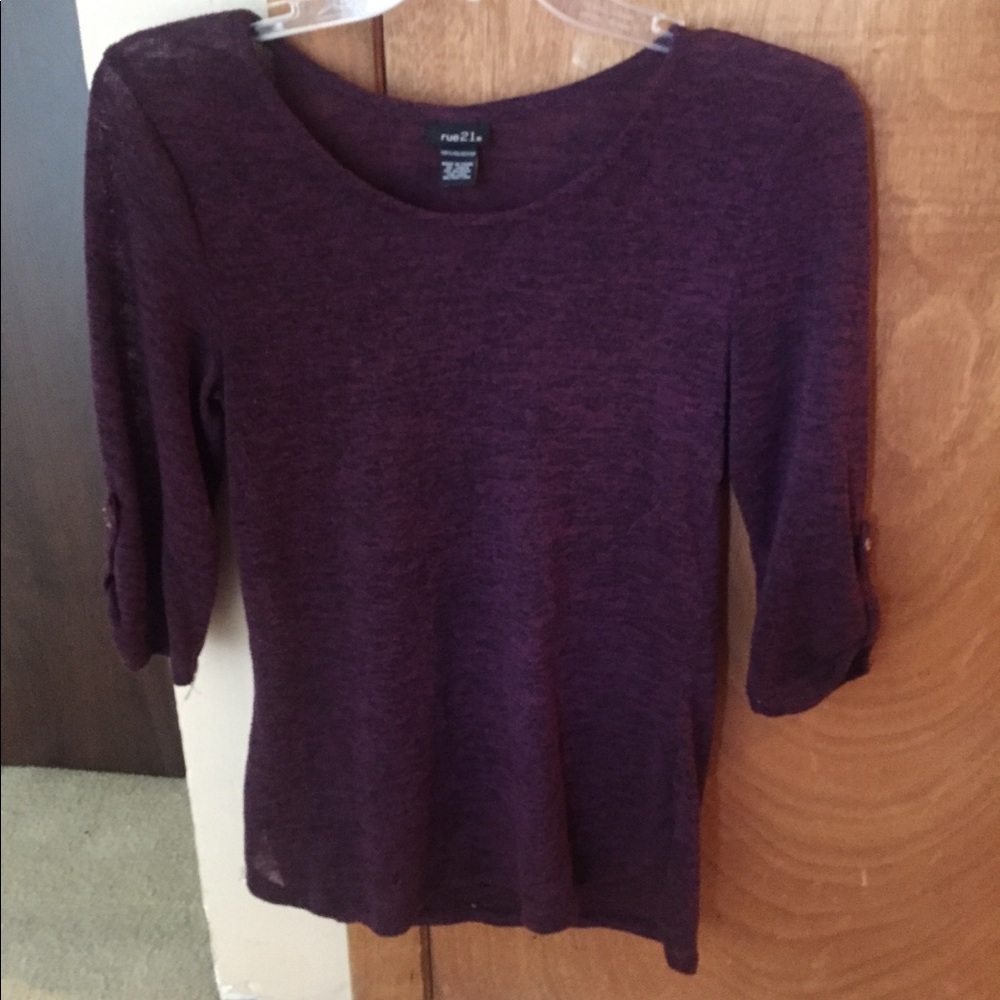PURPLE LIGHTLY SHEER 3 QUARTER SHIRT!